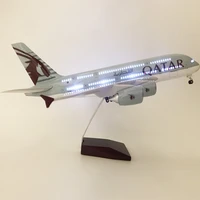 qatar airways voice control led metal aircraft model 46cm aviation collectible diecast miniature ornament souvenir