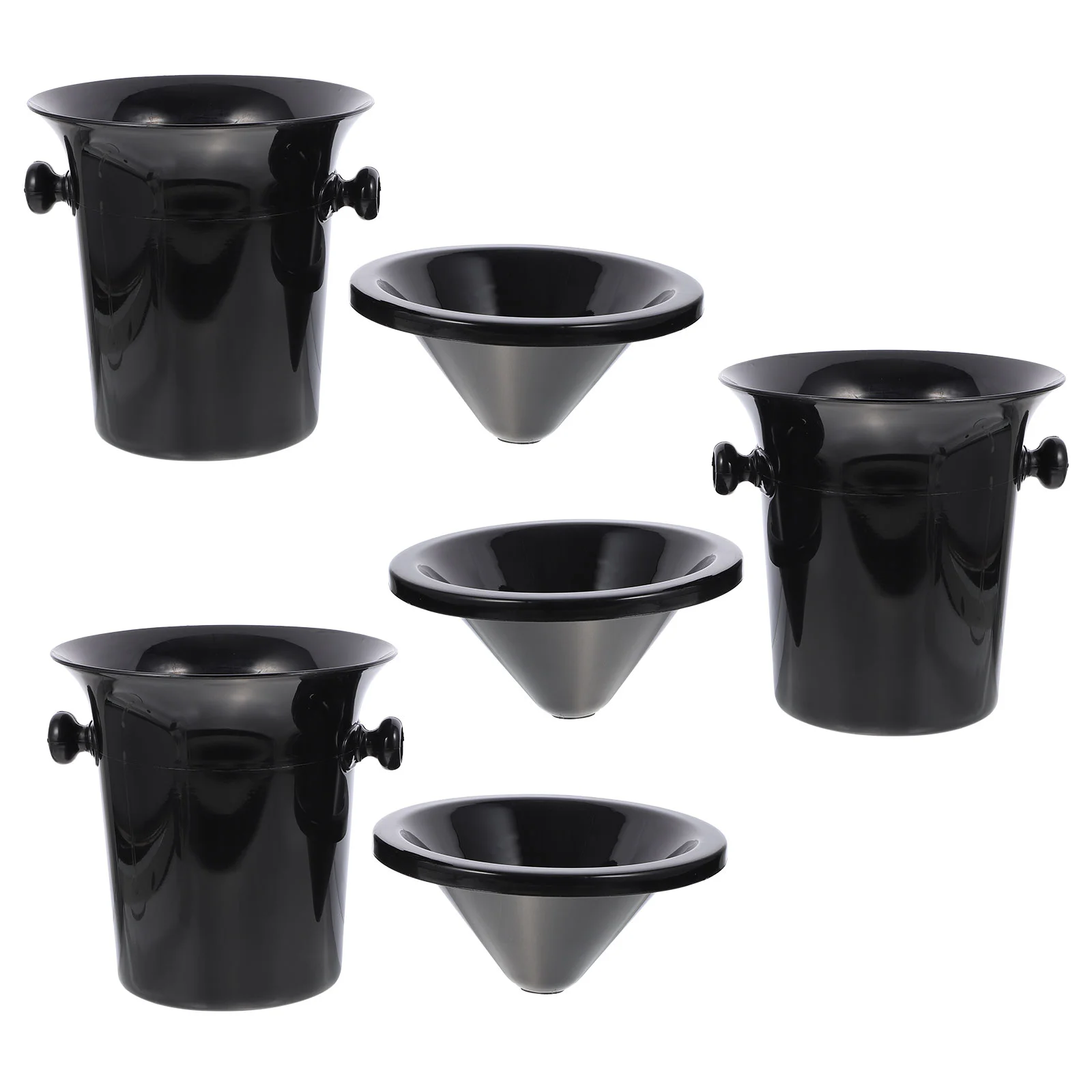 

3 Pcs Spit Barrel Black Cooler Dump Bucket Ice Spittoon Double Ears Plastic Round Tasting