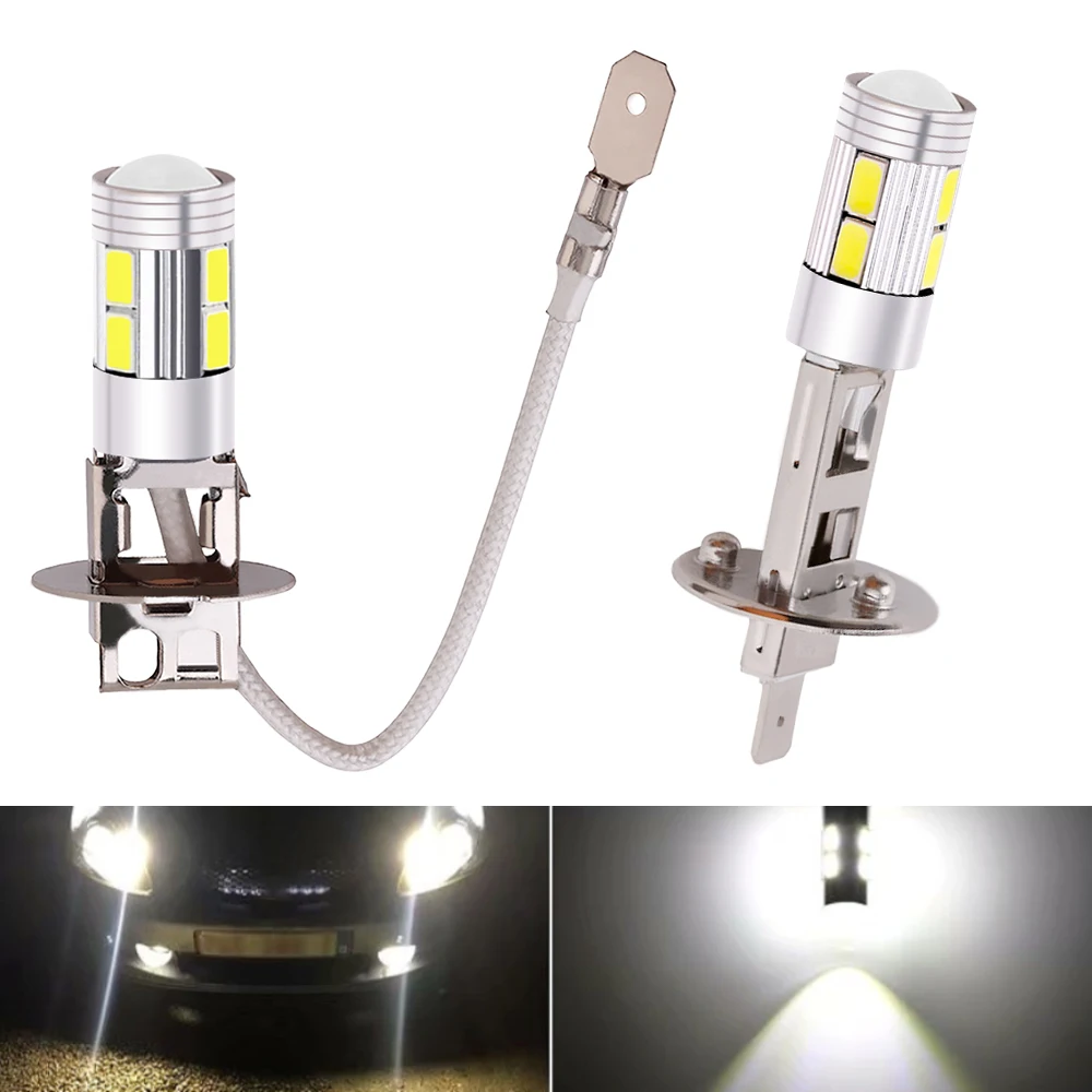 

2PCS Car Daytime Light H1 H3 Interior Reading Dome Led 10SMD 5630 Fog Signal Turn Lamp Brake Packing Bulb License Plate Leds 12V