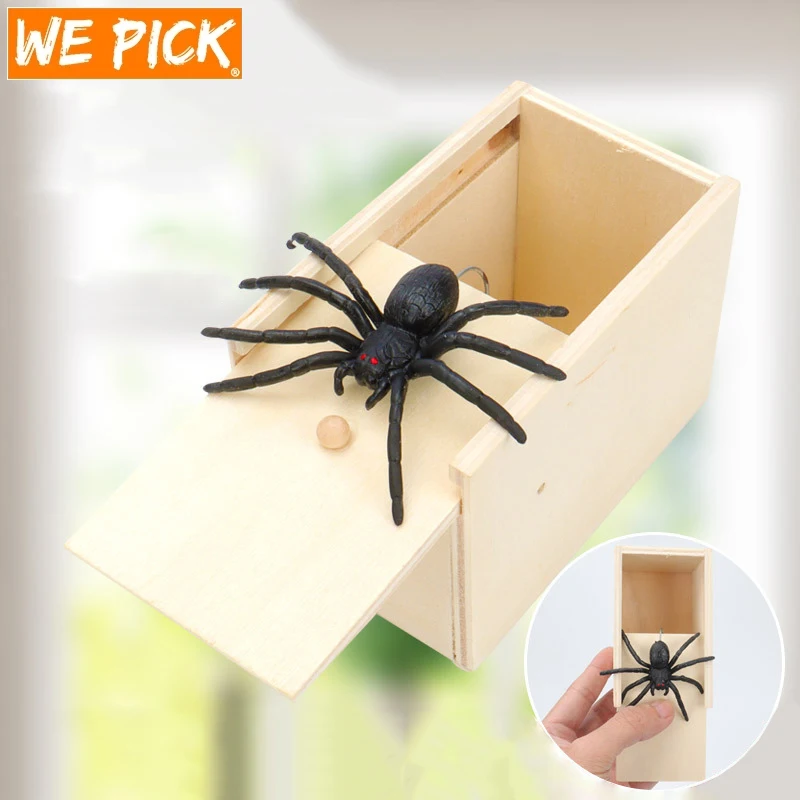 Забавная пугающая коробка розыгрыш паук деревянный антистресс интересная игра