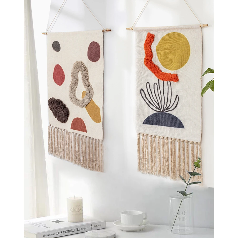 

Скандинавский Плетеный вручную гобелен с кисточками для дома подвесной холст настенный богемный ретро художественный подвесной тканевый Декор для дома