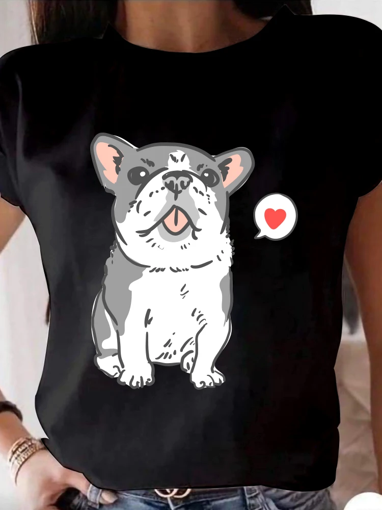 

Женская футболка с коротким рукавом и круглым вырезом, свободного покроя