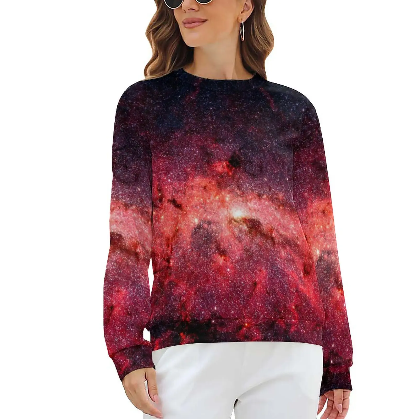 

Space Print Hoodies Woman Milky Way Galaxy Street Style Casual Hoodie Long Sleeve Y2k Graphic Sweatshirts Large Size