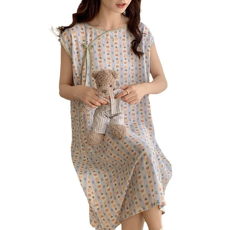 Новое пижамное платье без рукавов в китайском стиле для женщин Крутое летнее