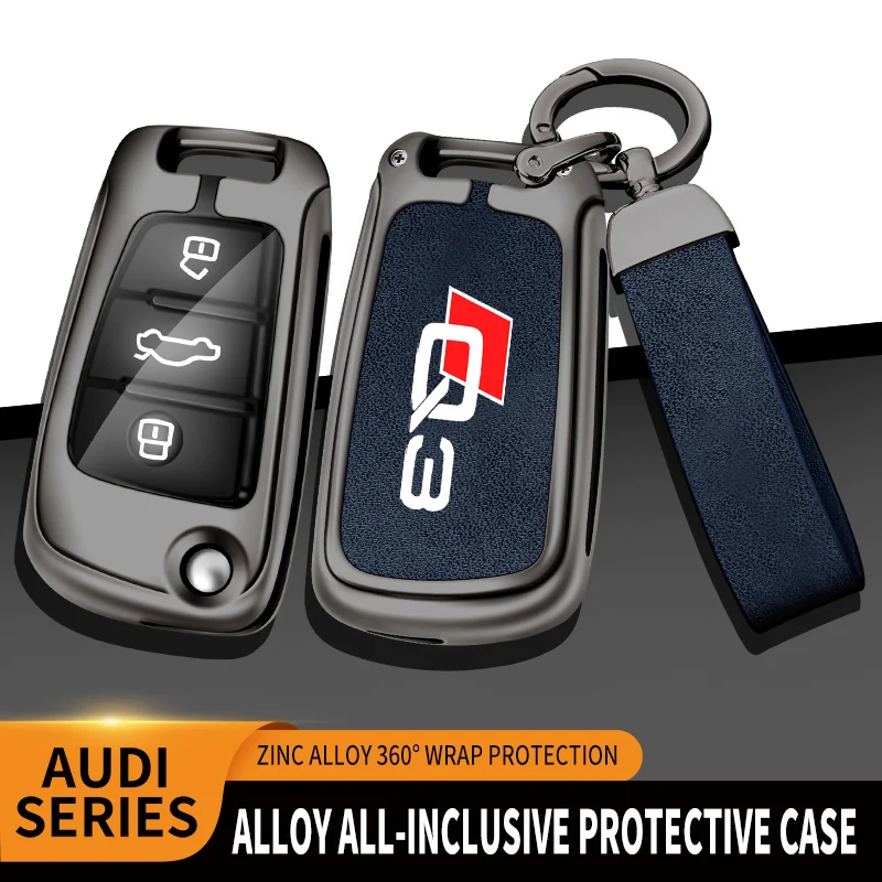 

Car TPU Zinc Alloy Key Case Bag Car Key Chain For Audi Q3 Customize Logo Car Metal Key Shell Interior Decoration Accessories