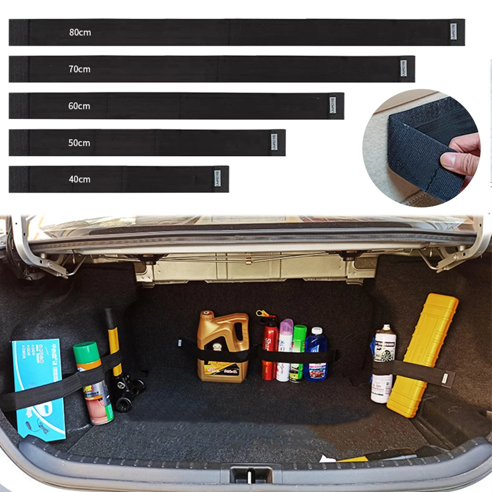 

40/50/60/70/80cm Car Trunk Storage Fixed Belt Strong Adhesion Nylon Tape Loop Straps Baggage Debris Anti-drop Magic Stickers
