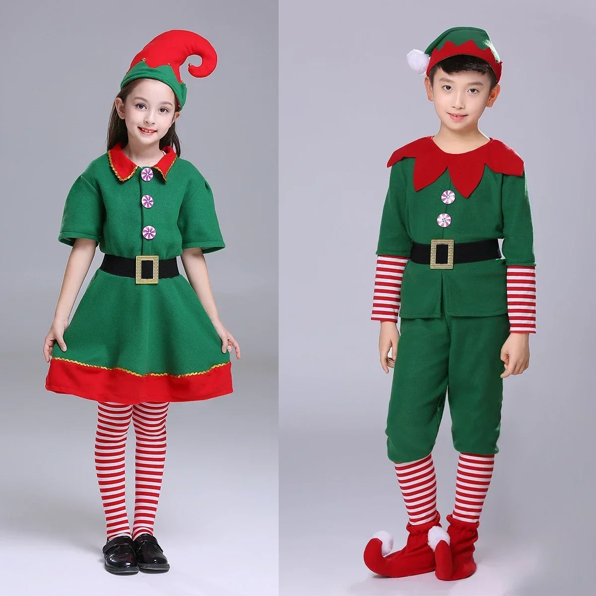 

Новый рождественский костюм Санта-Клауса, зеленый эльф, косплей, семейный карнавал, женский, новогодний нарядный костюм, одежда, подарок для детей и взрослых