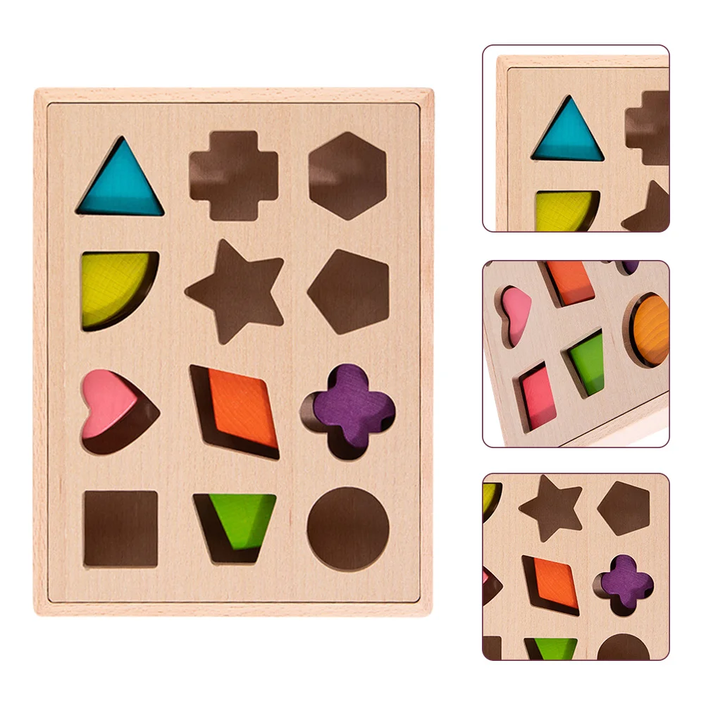 

1 set of Wooden Block Toys Educational Plaything Shape Matching Block Geometry Shape Blocks for Children