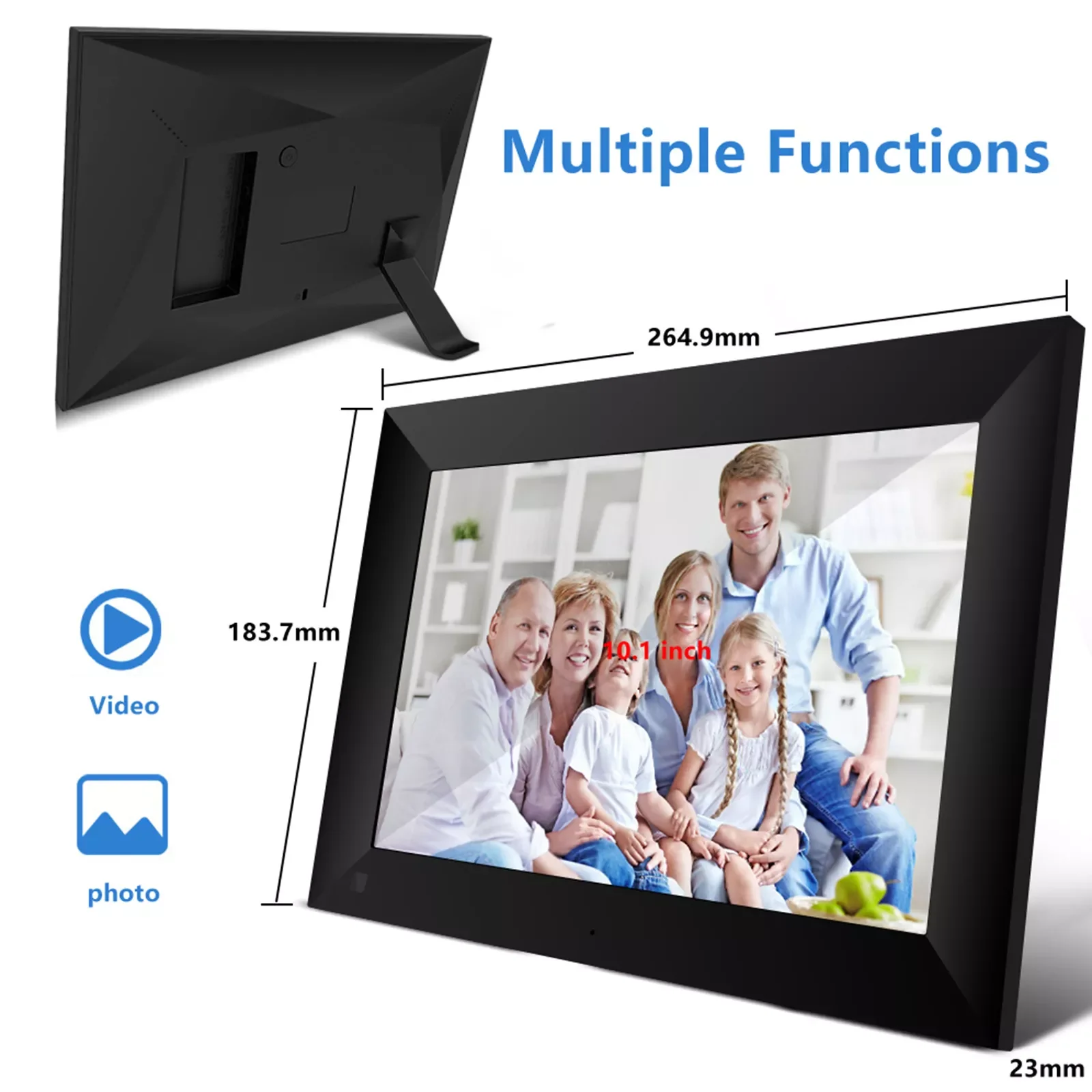

P100 WiFi Digital Picture Frame 10.1inch 16GB Smart Electronics Photos Frame APP Control Touch Screen 800x1280 IPS LCD Panel