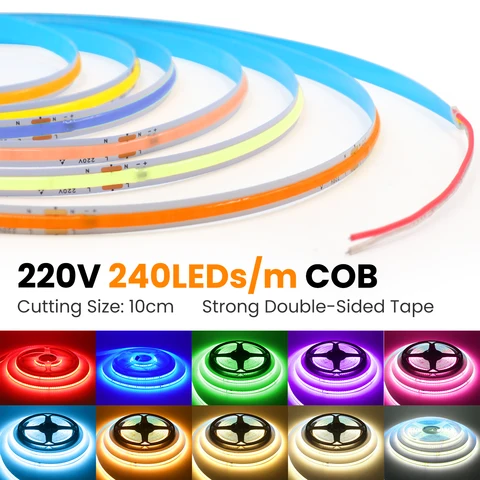 GAHADA Светодиодная лента COB 220В белая 5м 10м 20м 50м IP20