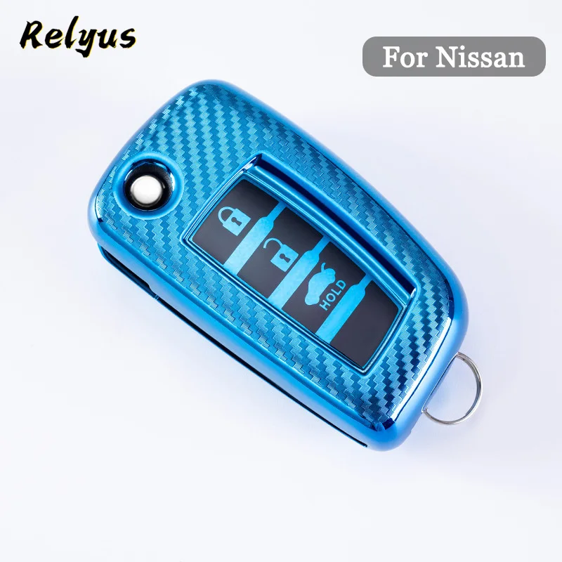 

TPU Carbon Grain Car Key Case Cover for Nissan Qashqai J11 X-Trail T32 Juke Tiida Micra Murano Pulsar Altima Maxima Rogue Shell