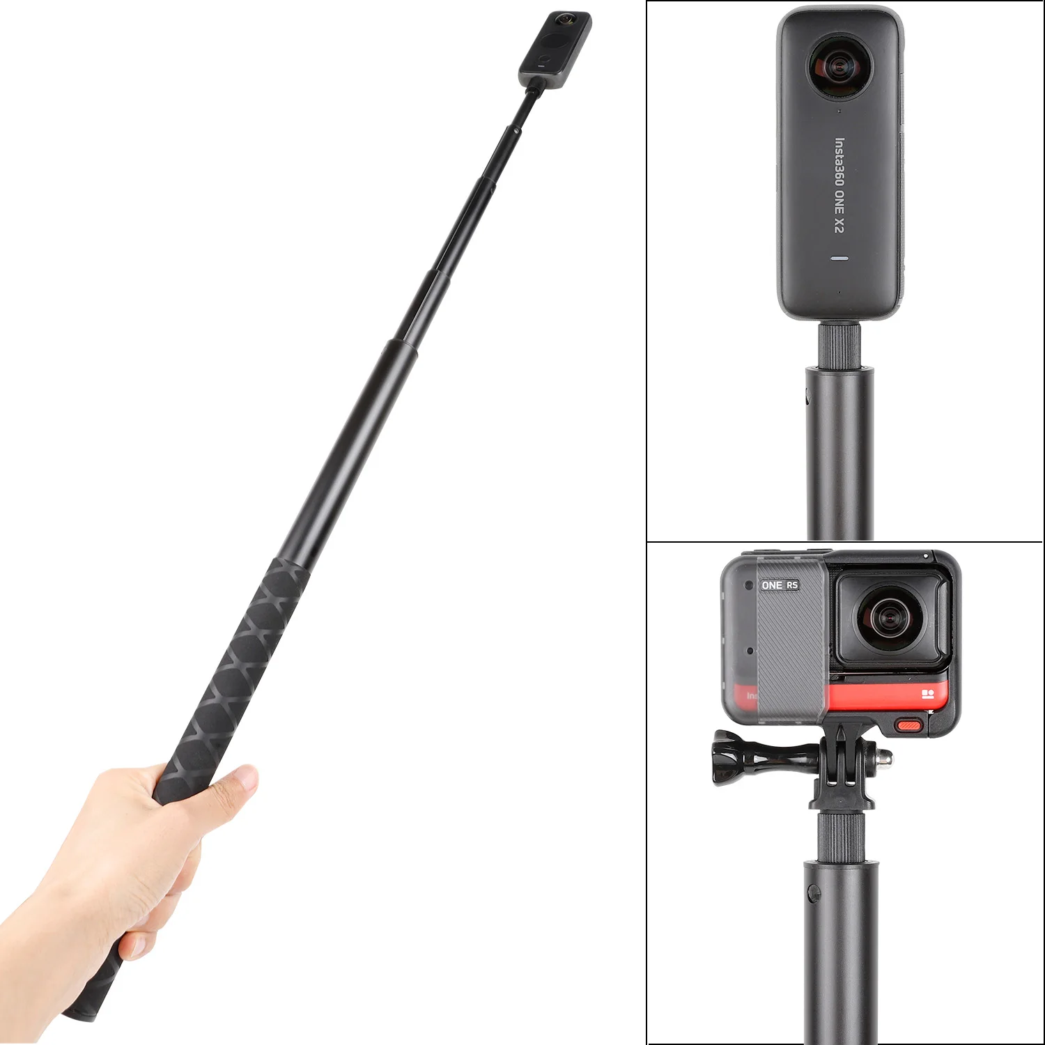 

Fran-T19B Long 200cm(78inch) Invisible Selfie Stick for Insta360 ONE X3 X2 X R RS Insta 360 Camera 1/4" Extended Monopod