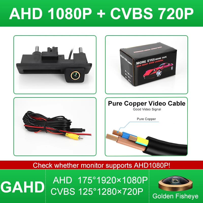 

AHD 1080P 170 ° Автомобильная камера заднего вида на ручке багажника для Volkswagen VW Passat Golf Polo B6 B7 Jetta Tiguan Touareg Audi A3 A4 A5 A6