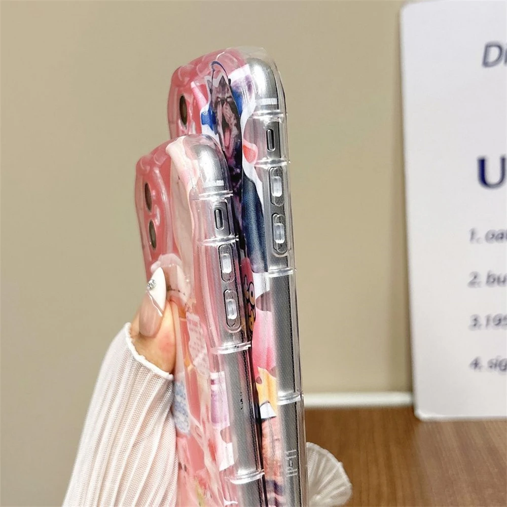 Clmj Корейский розовый чехол с 3D волнистым котом для iPhone 16 15 14 13 12 11 Pro Max Mini X XR XSMAX 8 7 6S