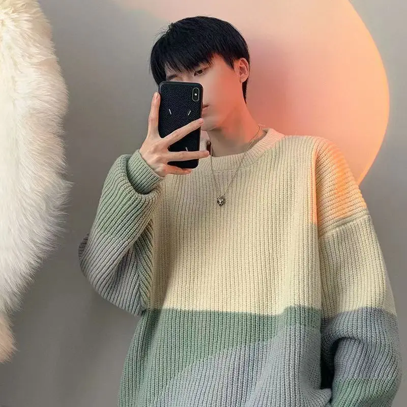 

Korean Autumn and Winter New Product Men and Women Trend Personalized Sweater High Street Couple Retro Casual Knitted Y2K Top