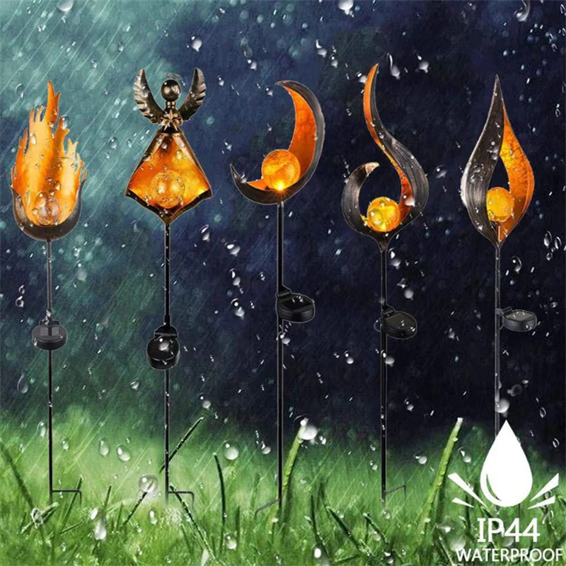

Garden Solar Light Landscape Led Yard Stake Lamp Fairy Angle Statues Path Lawn Outdoor Courtyard Decor Iron Art Memorial Lamp
