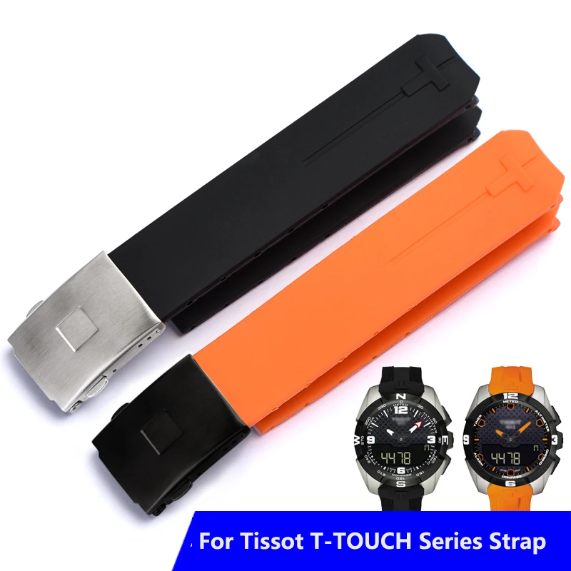 Ремешок силиконовый для часов Tissot T-TOUCH T013 T047 мягкий спортивный водонепроницаемый