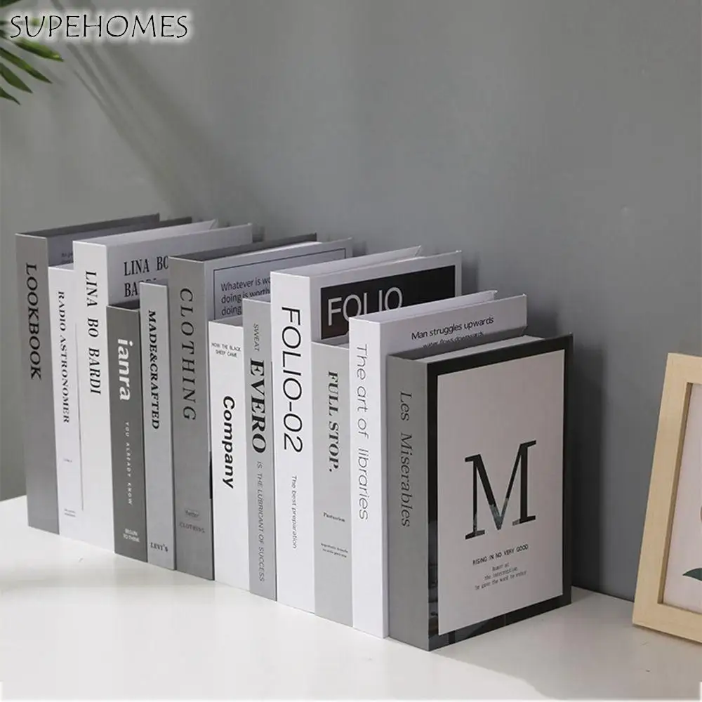 

Foldable Fake Book Creative Thicken Modern Desktop Book Ornaments 3D Nordic Simulation English Book Photo Props