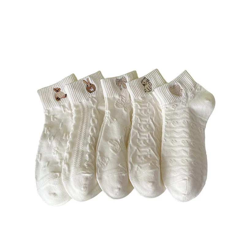 Белые носки с вышивкой модные женские в Корейском стиле милые дизайнерские