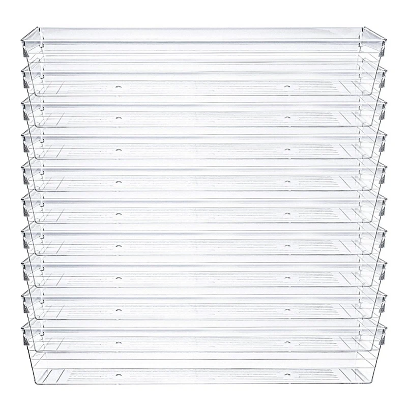

10 Pack 12 X 3 X 2 Inch Organizer Trays Desk Drawer Divider Storage Bins Storage Box Set For Kitchen