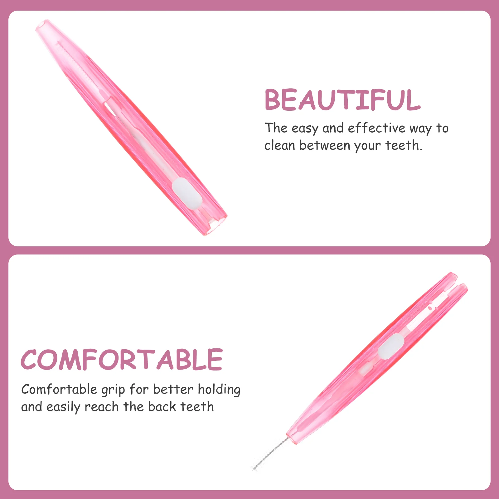 1 Box 30 Pcs Interdental Retractable Dental Care Cleaner Brush Picks (Pink 06mm)
