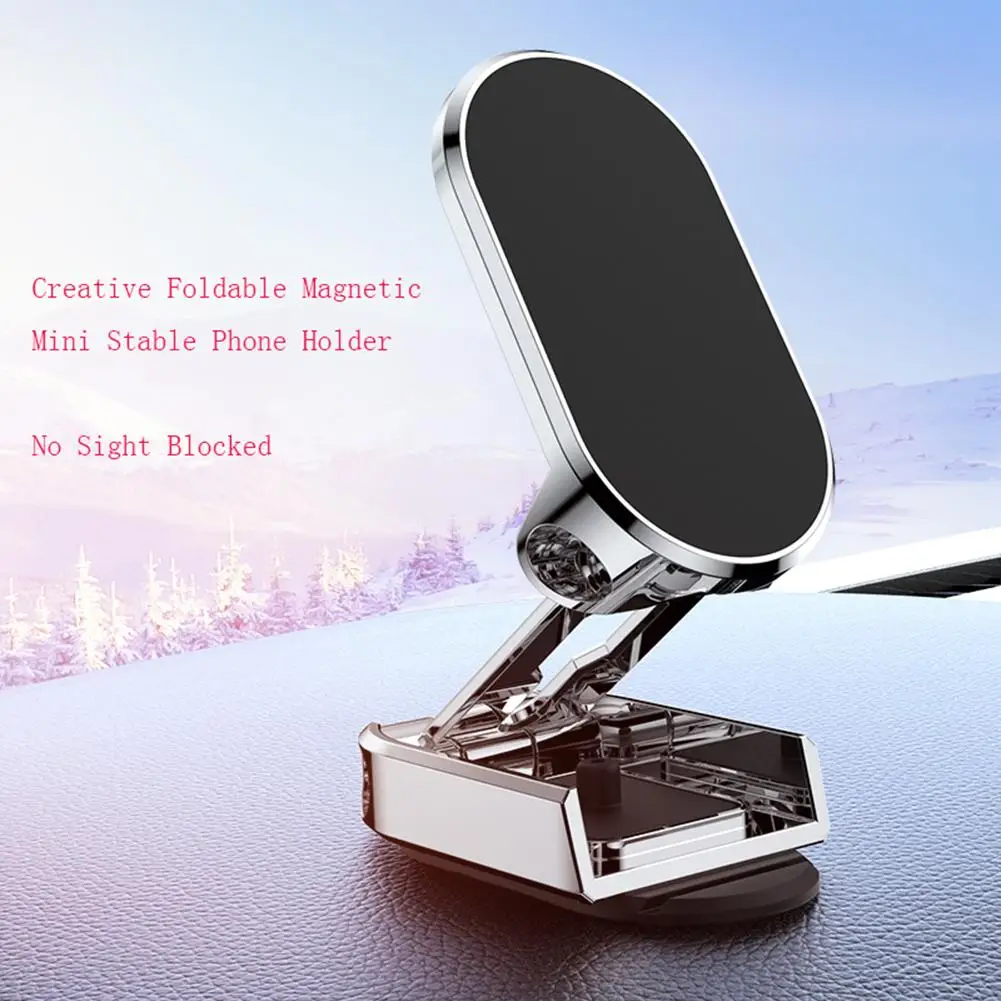 

Folding Car Mobile Phone Bracket Base Strong Magnetic Suction 360 Degree Rotating Adjustable Height Air Outlet Navigation Holder