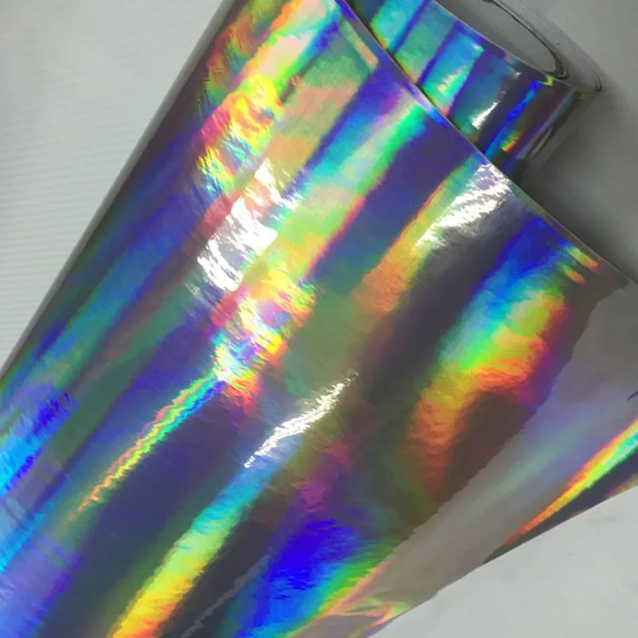 152 см x 40 серебристо-черная голографическая хромированная виниловая пленка с