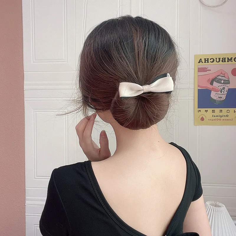 Korean Style Bud Coiled Hair Artifact Lazy Ponytail Bun Hair Band Bow Hair Accessories Hairpin