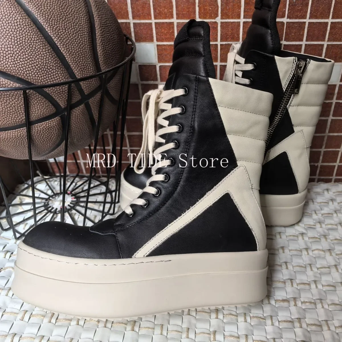 Мужские ботинки из натуральной кожи ботильоны на молнии со шнуровкой