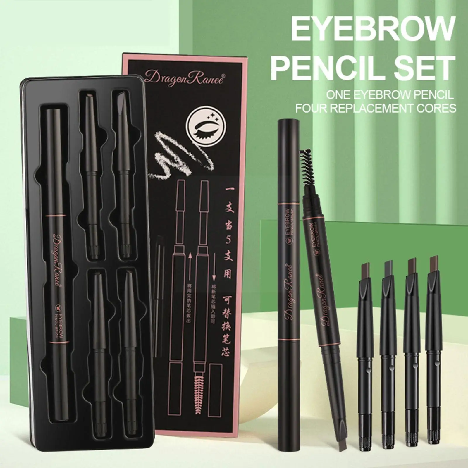 

5 Colors Double Head Eyebrow Pencil Waterproof Long Brows Lasting Natural Coloring Drawing Easy Shaping Wild Sweat-proof Ma W9W0