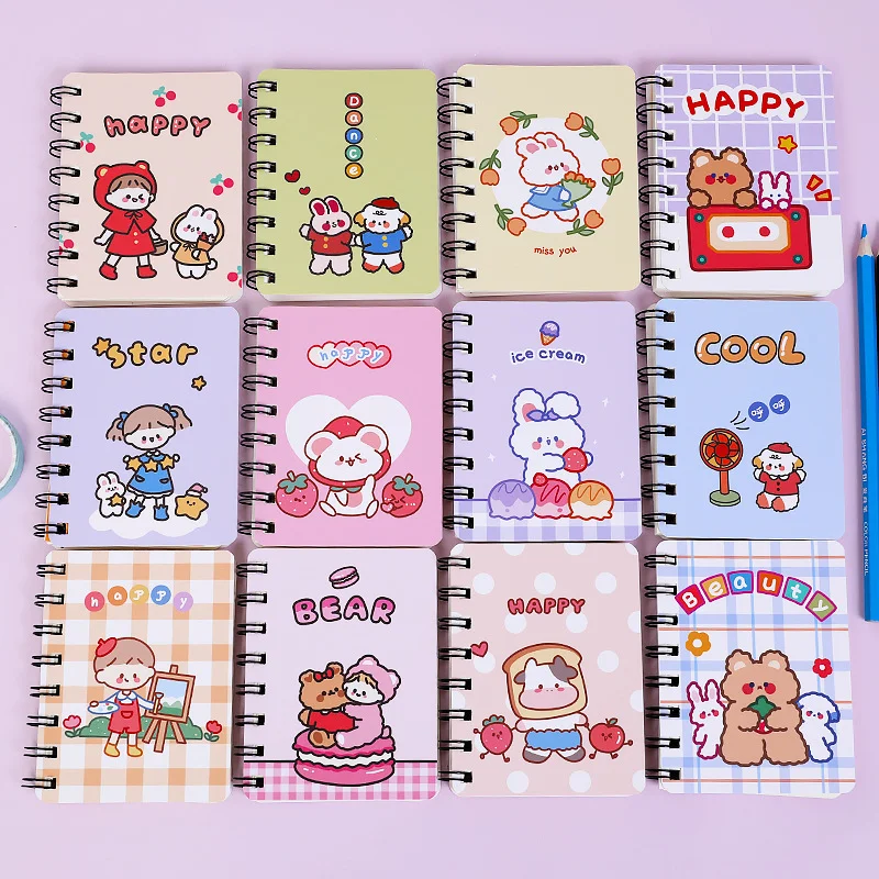 

A7 Cute Rollover Mini Portable Coil Notepad Pockets Notebook Diary Exercise Book School Office Supply Office Accessories