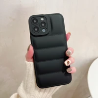 new winter down jacket puffer case for iphone 13 11 12 pro max mini xr x xs 8 7 plus se soft fabric shockproof bumper back funda
