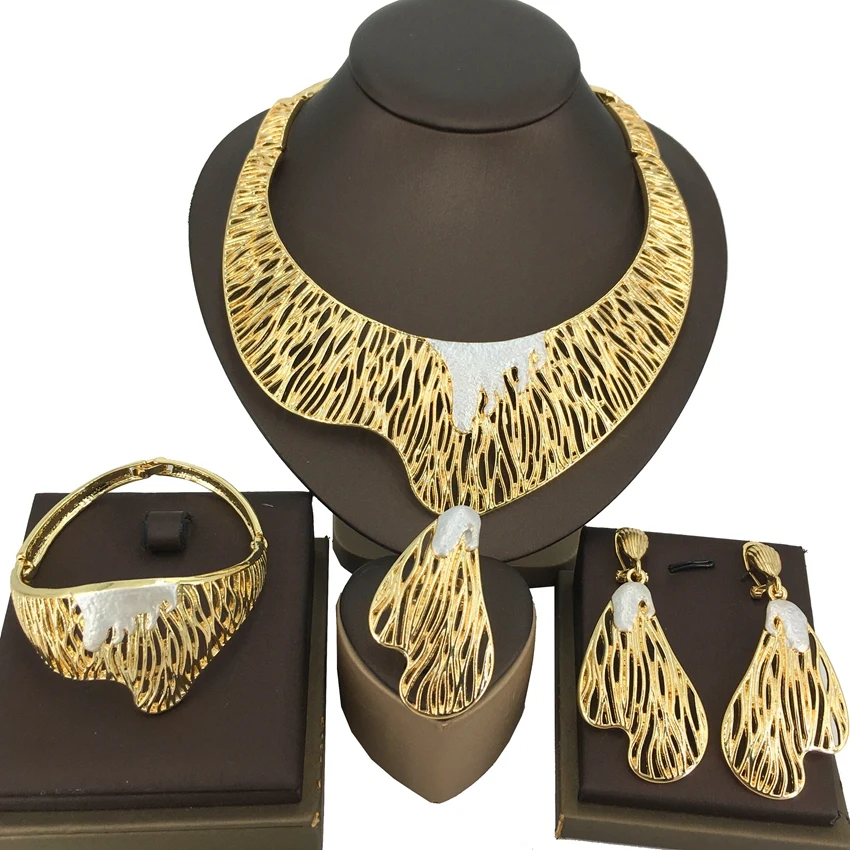 

Yuminglai Dubai Jewelry Set Brazilian gold jewelry Italian 18 k Gold Plating Jewelry Big Set FHK14507