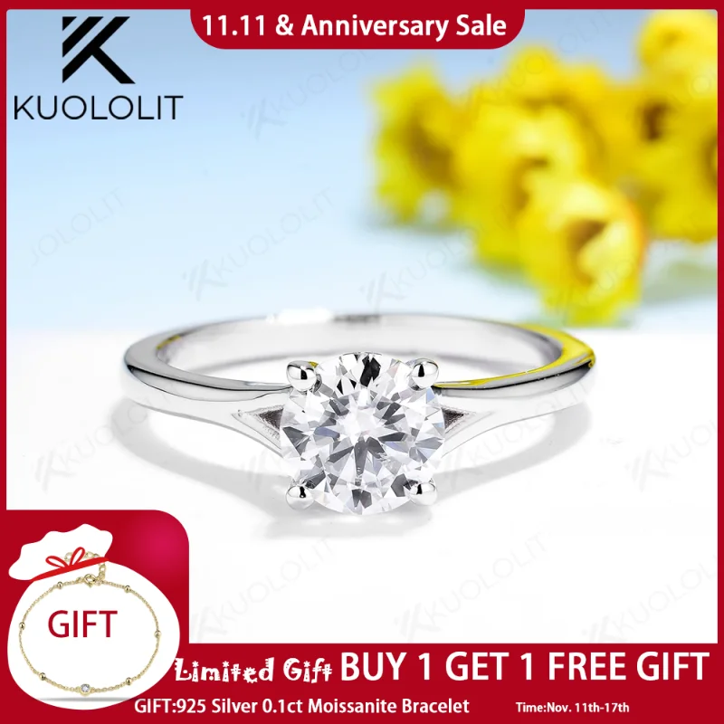 

Kuololit 1CT IGI D/VS1 VS2 Lab Grown Diamonds Rings for Women 18K 14k 10k Solid Gold for Engagement Wedding Party Christmas Gift