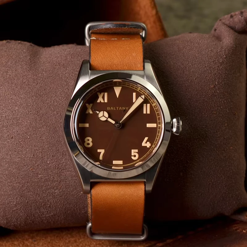 Baltany Ретро часы Bubbleback S4029 Роскошные Benz с кожаными сапфировыми стрелками OVETTO NH38