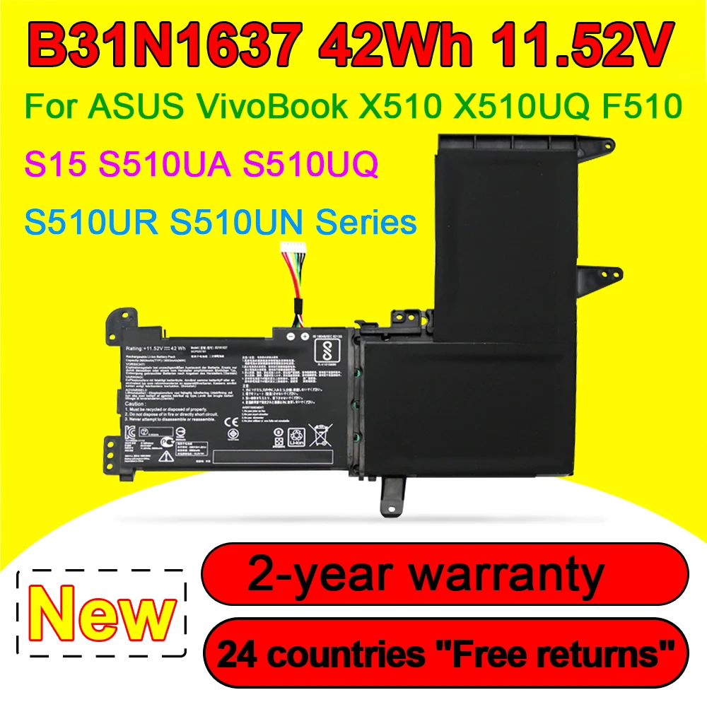 Batterie Asus VivoBook S15 S510UA / UN / UQ - B31N1637 / C31N1637 - 3600 MAh - Occasion