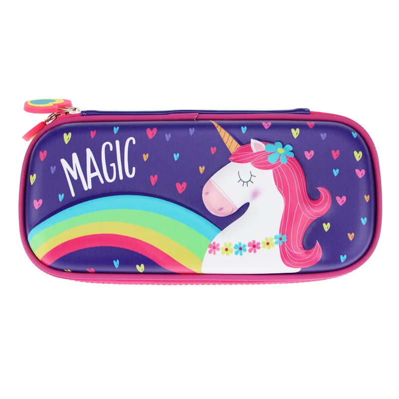 

New Pencil Case For Girls Cute Unicorn Rainbow Kawaii Clear School Supplies Pen Boxs Korean Version Purple EVA 3D Pen Holder