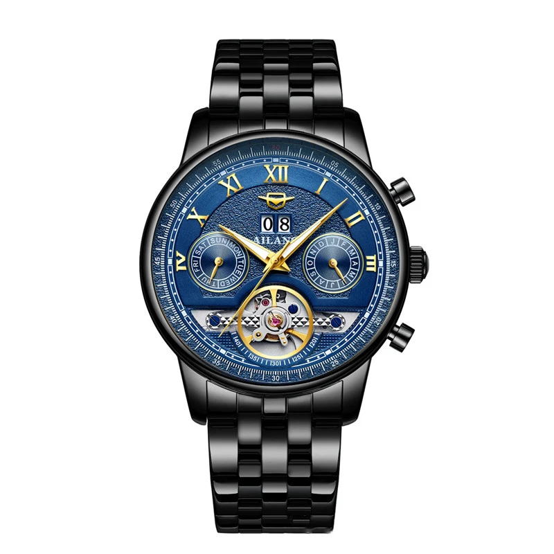 Мужские часы AILANG лучший бренд класса люкс 2019 со скелетом черные мужские из