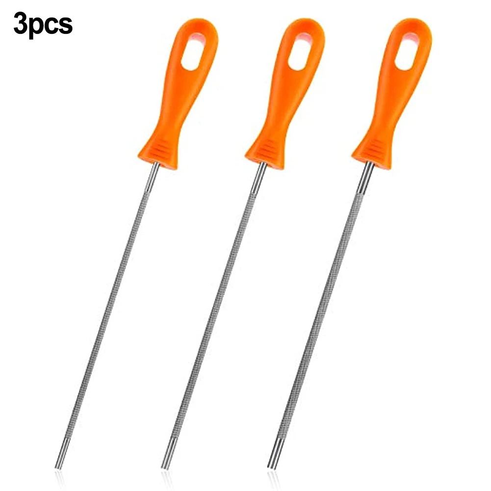 

3PCS Chainsaw Chain Sharpening Files Garden Chain Sharpener File Round File Plastic Handle Chain Saw Sharpening Carving Grinding