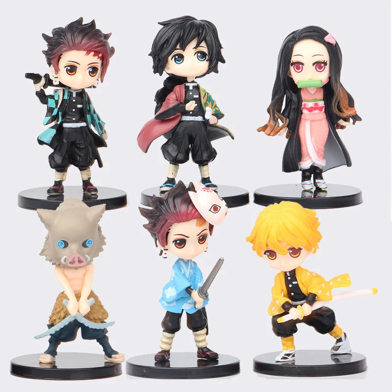 

6pcs/set Mini Demon Slayer Action Figure 7 cm Kimetsu No Yaiba Anime Figurines Kamado Tanjirou Zenitsu Model Collection