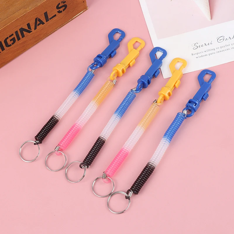 

1pcs Key Holder Keyring Gifts Plastic Colorful Retractable Spring Coil Spiral Stretch Chain Keychain Key Ring For Men Women