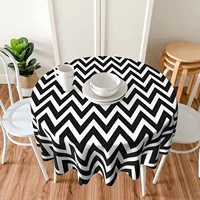 black and white zigzag round tablecloth 60 washable microfiber table cloths for decorative kitchen dining party wedding indoor