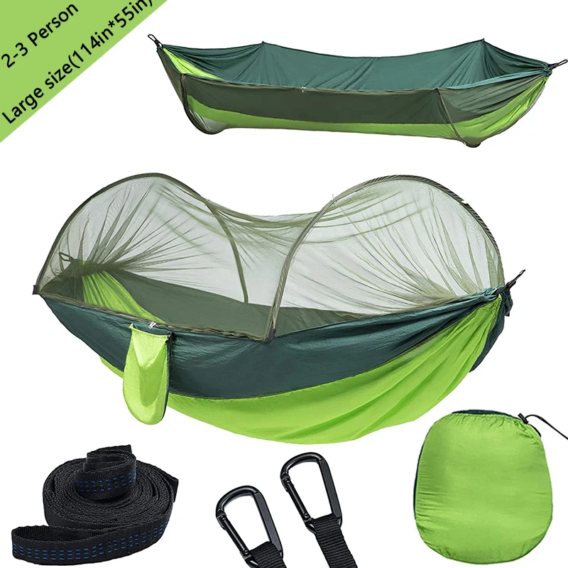 

Camping Hammock with Mosquito Net Automatic Quick Open Outdoor Portable Hammock Nylon Parachutel Hammocks for Hiking Yard Picnic