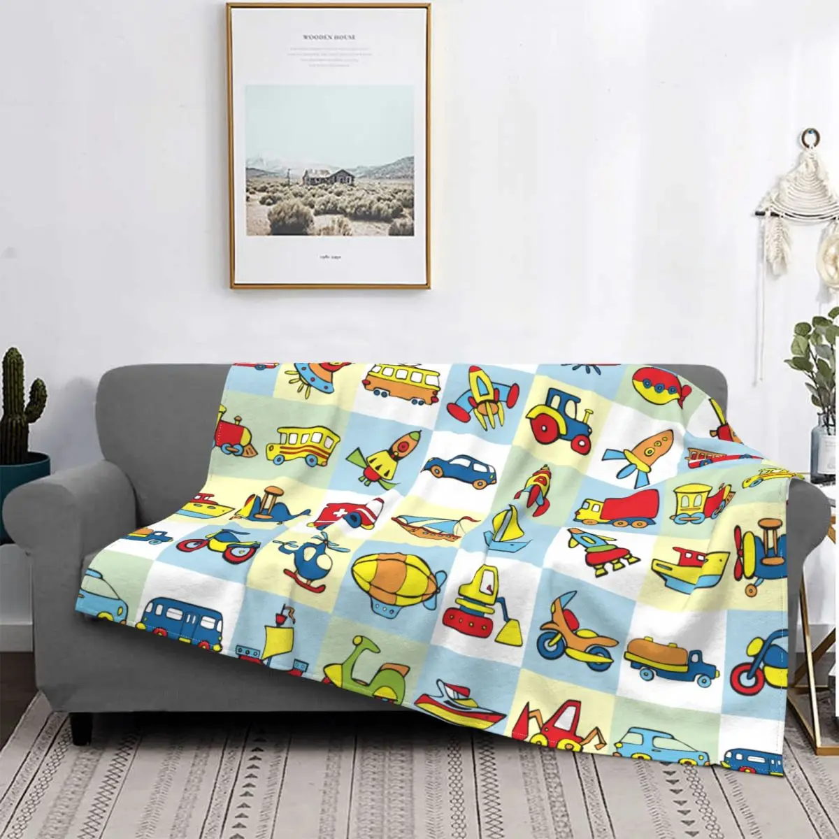 

Cartoon Truck Excavator Blankets Fleece Decoration Anime Plaid Portable Super Warm Throw Blankets for Sofa Outdoor Quilt