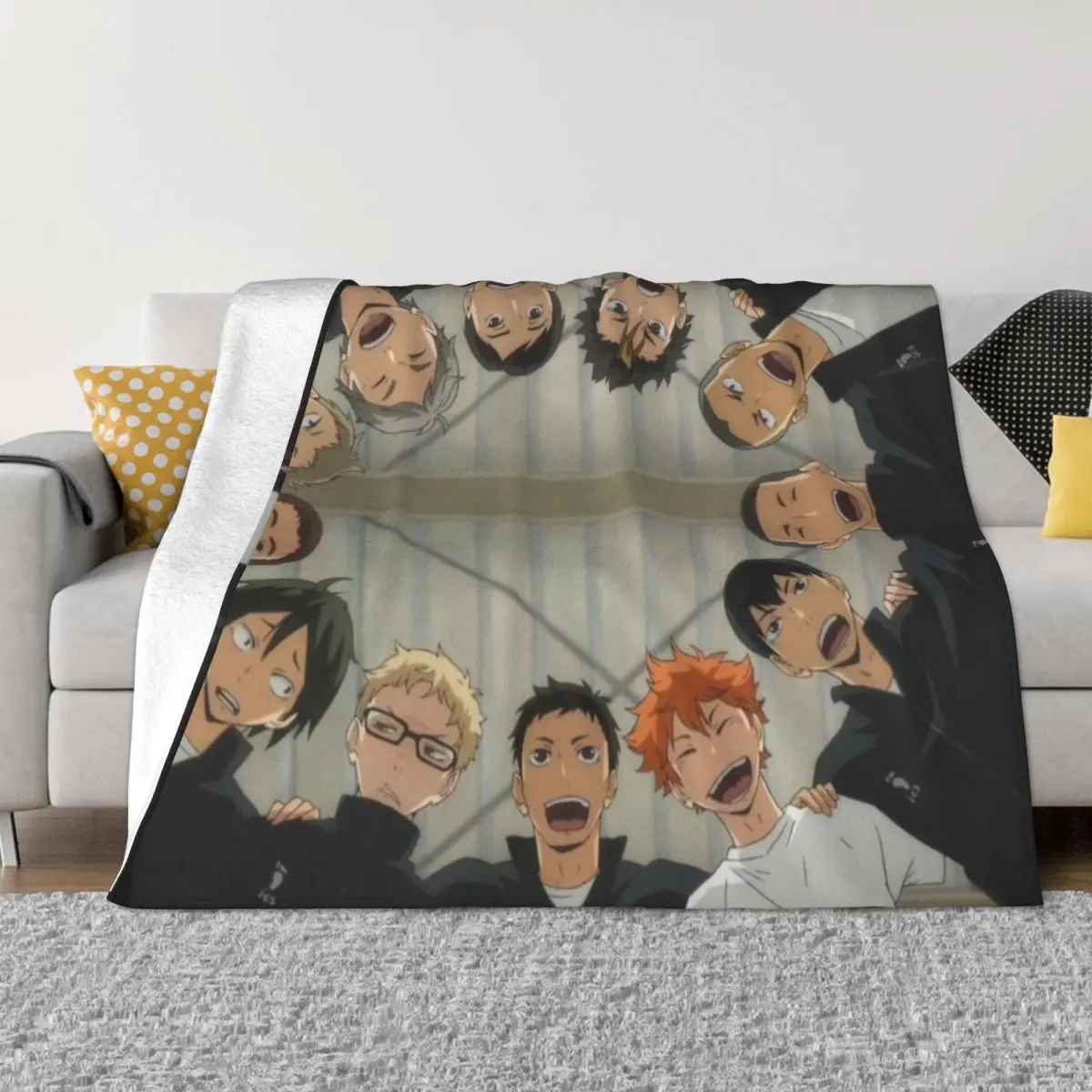 

Haikyuu Karasuno Team Fleece Throw Blankets Japanese Anime Volleyball Blankets for Home Bedroom Super Warm Bedding Throws