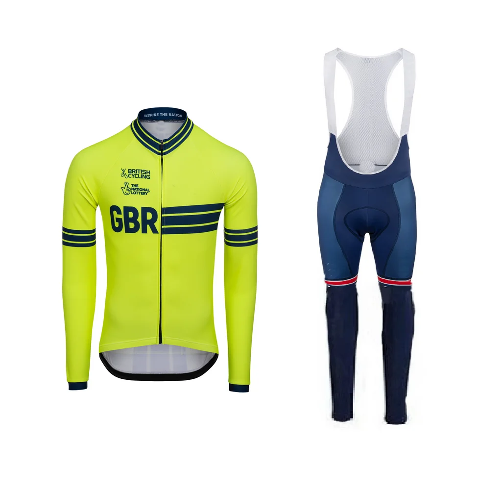 

Зимняя флисовая Термоодежда 2022 команды Великобритании GBRT Велоспорт Джерси с длинным рукавом велосипедная одежда нагрудник брюки Ropa Ciclismo