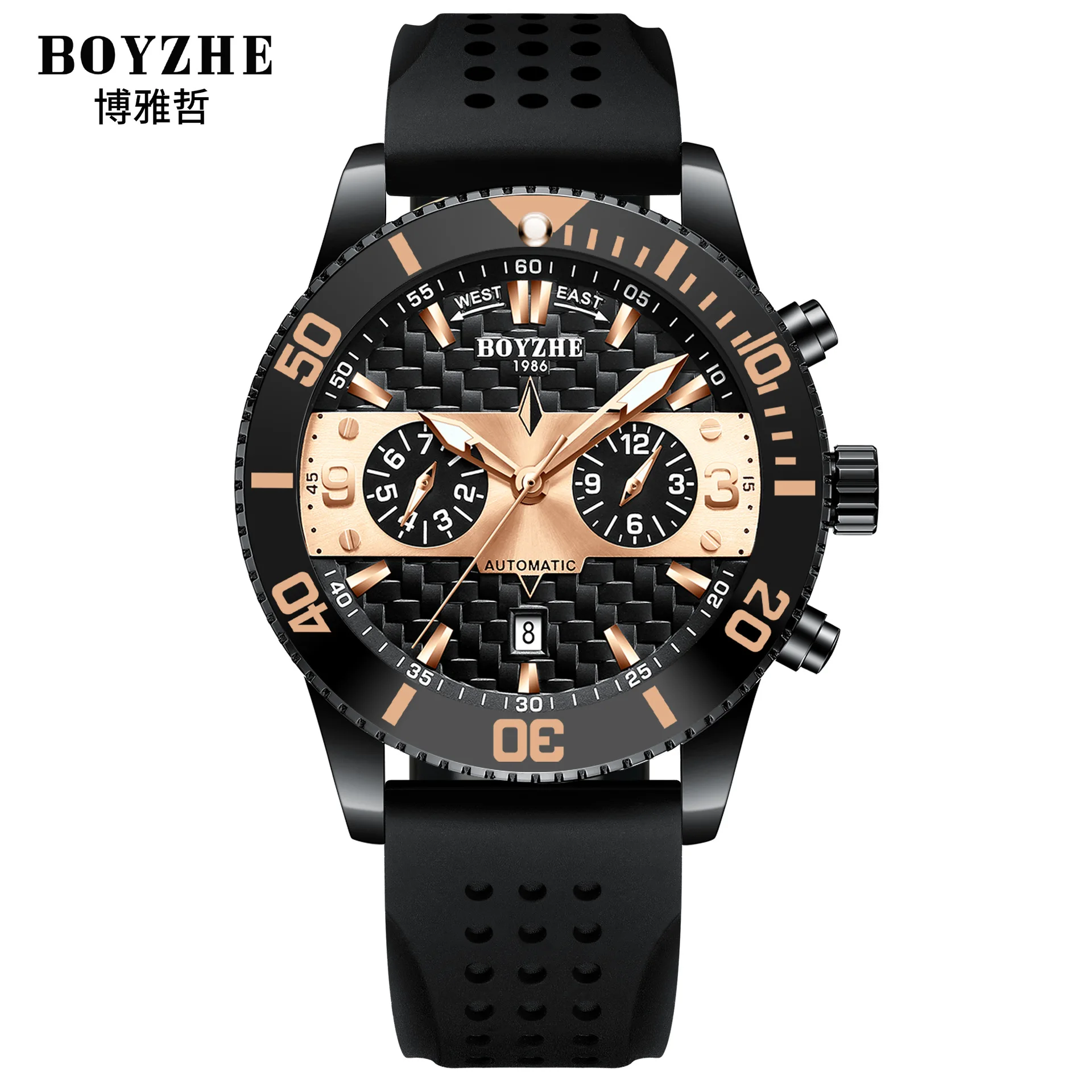 New Dual Time Zone Skeleton Luminous Automatic Mechanical Watch Men's Fashion Business Belt Mechanical Watch seiko watch men