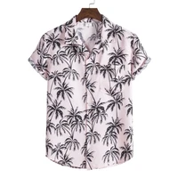 summer hawaiian shirt coconut tree pattern short sleeve men shirt vacation casua beach shirts for men chemise hawaiienne homme