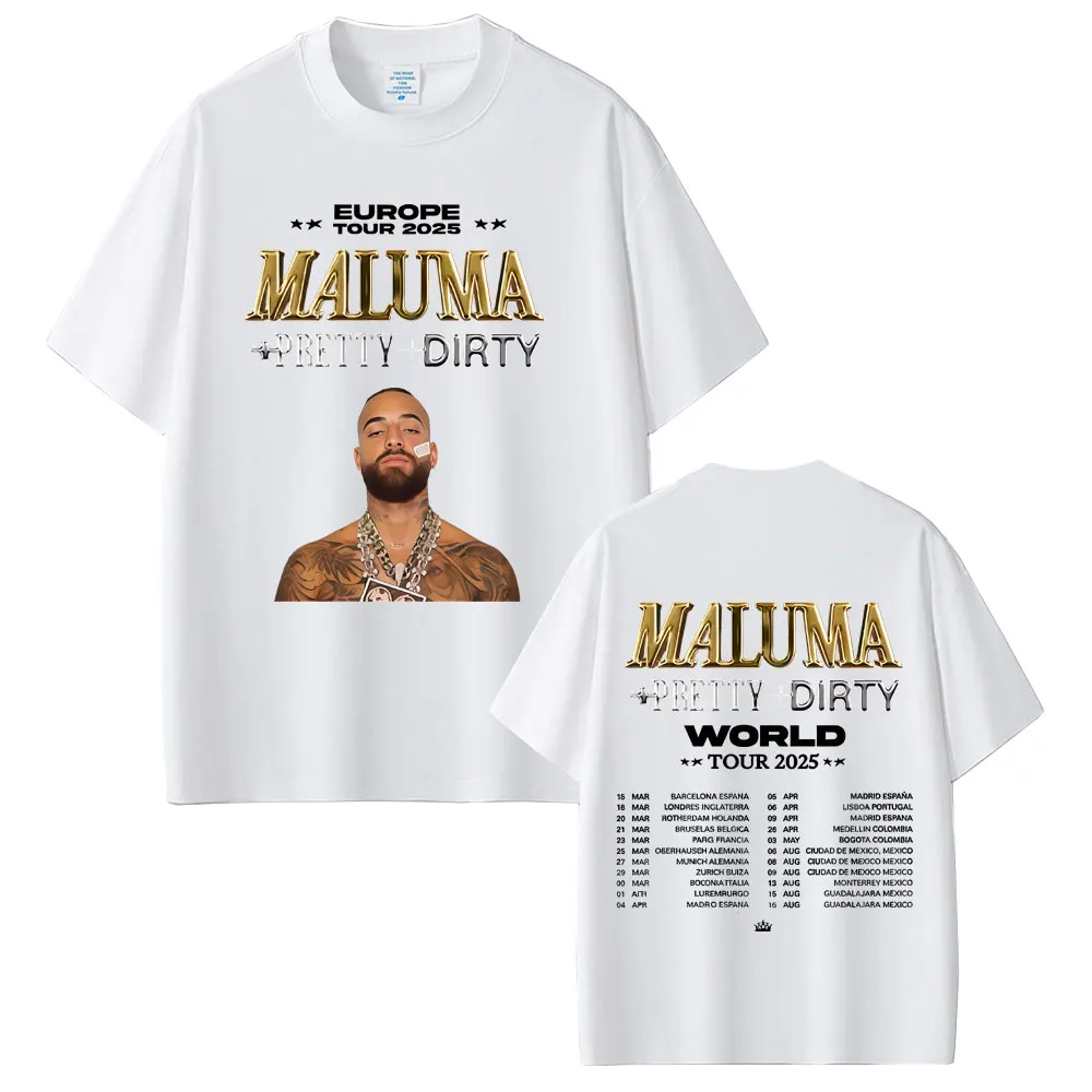 Фото Рэпер Maluma Pretty Dirty Europet Tour 2025 Футболка Мужчины Женщины Хип-Хоп Модная Тенденция Футболка Мужская Негабаритная Футболка С Коротким Рукавом №4