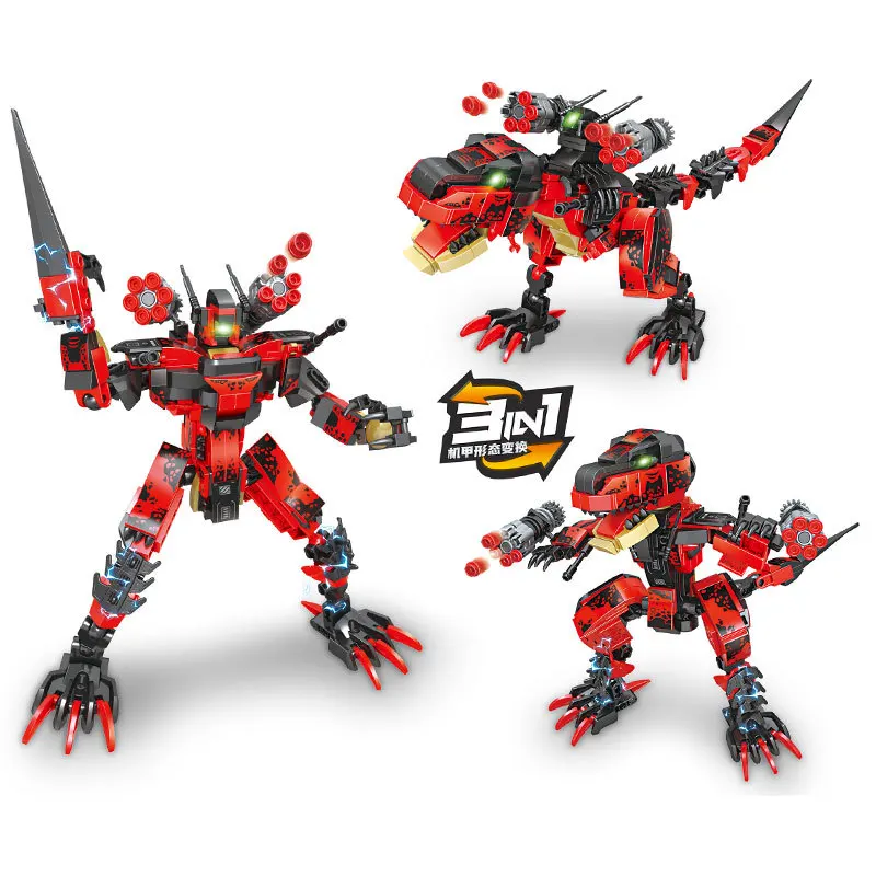 

3IN1 Ninjagoes Dragon Mecha Dinaosaur Bricks Long Neck Dragon Stereo Tyrannosaurus triceratops Transformer Building Block
